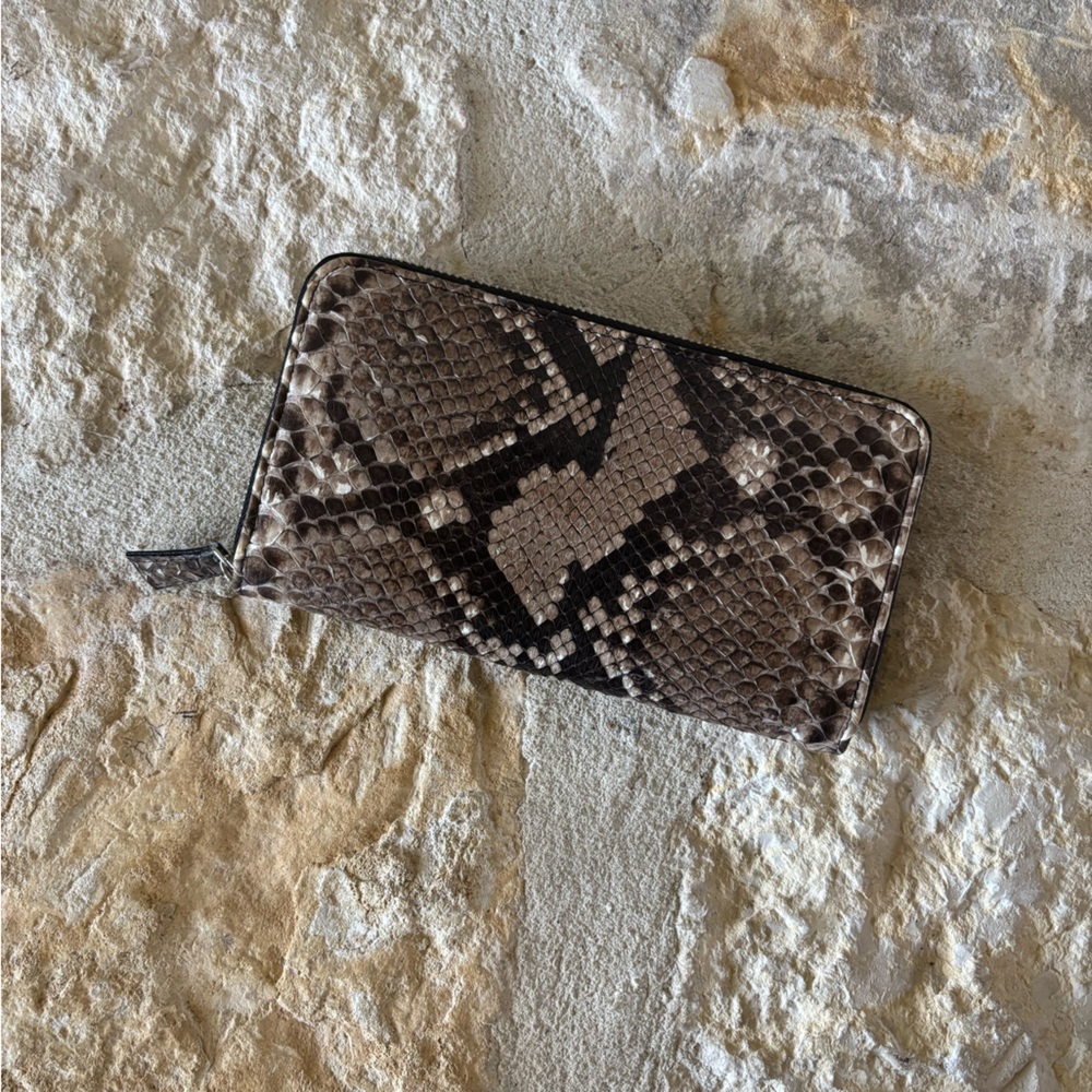 Snake Print Python Zip Continental Wallet - image 1